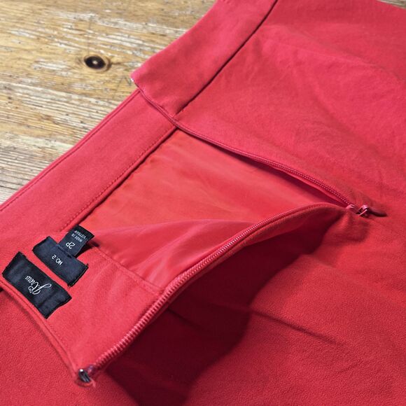 J Crew Red Pencil Skirt Size 2P Cotton Blend Lined Career Workwear Office No. 2 - Picture 5 of 10